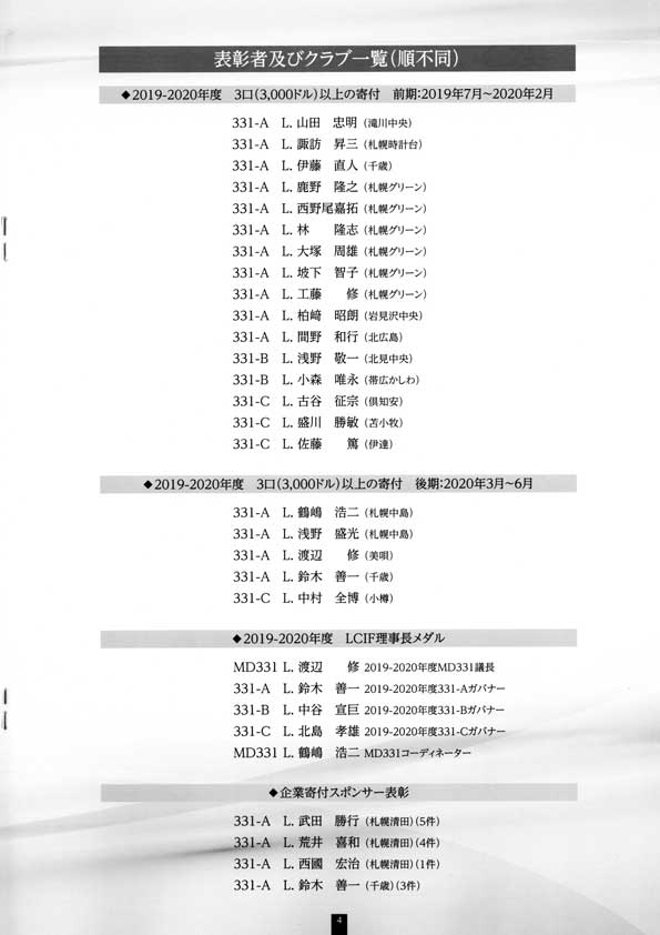 MD331 LCIF寄付者感謝セレモニー