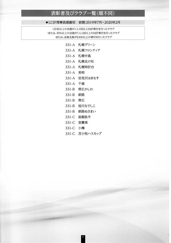 MD331 LCIF寄付者感謝セレモニー